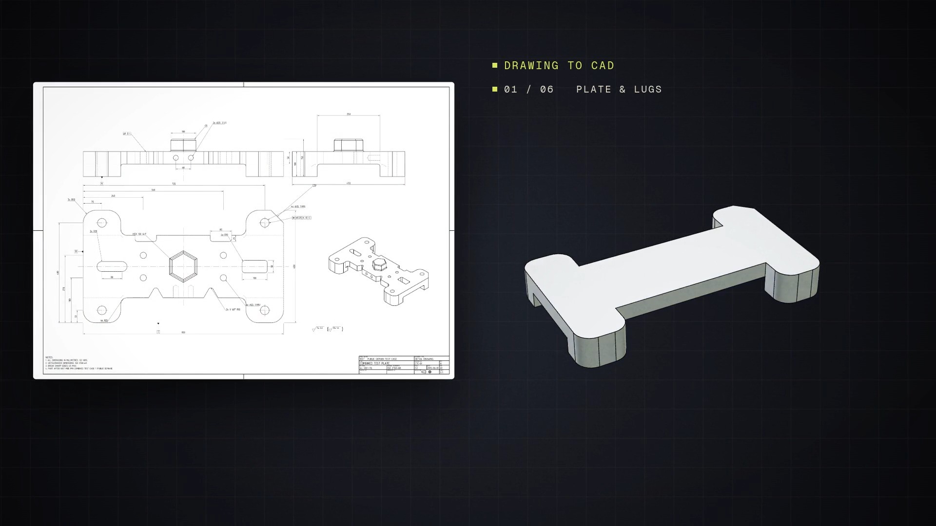 Technical drawing and a CAD model generated by Fab